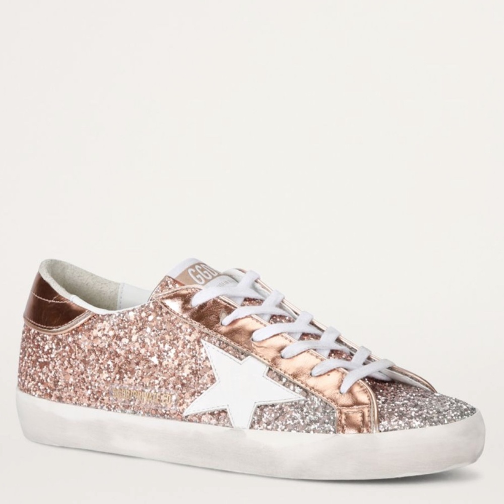 Golden Goose Rose Gold and Silver Glitter Sneakers - Picture 3 of 6